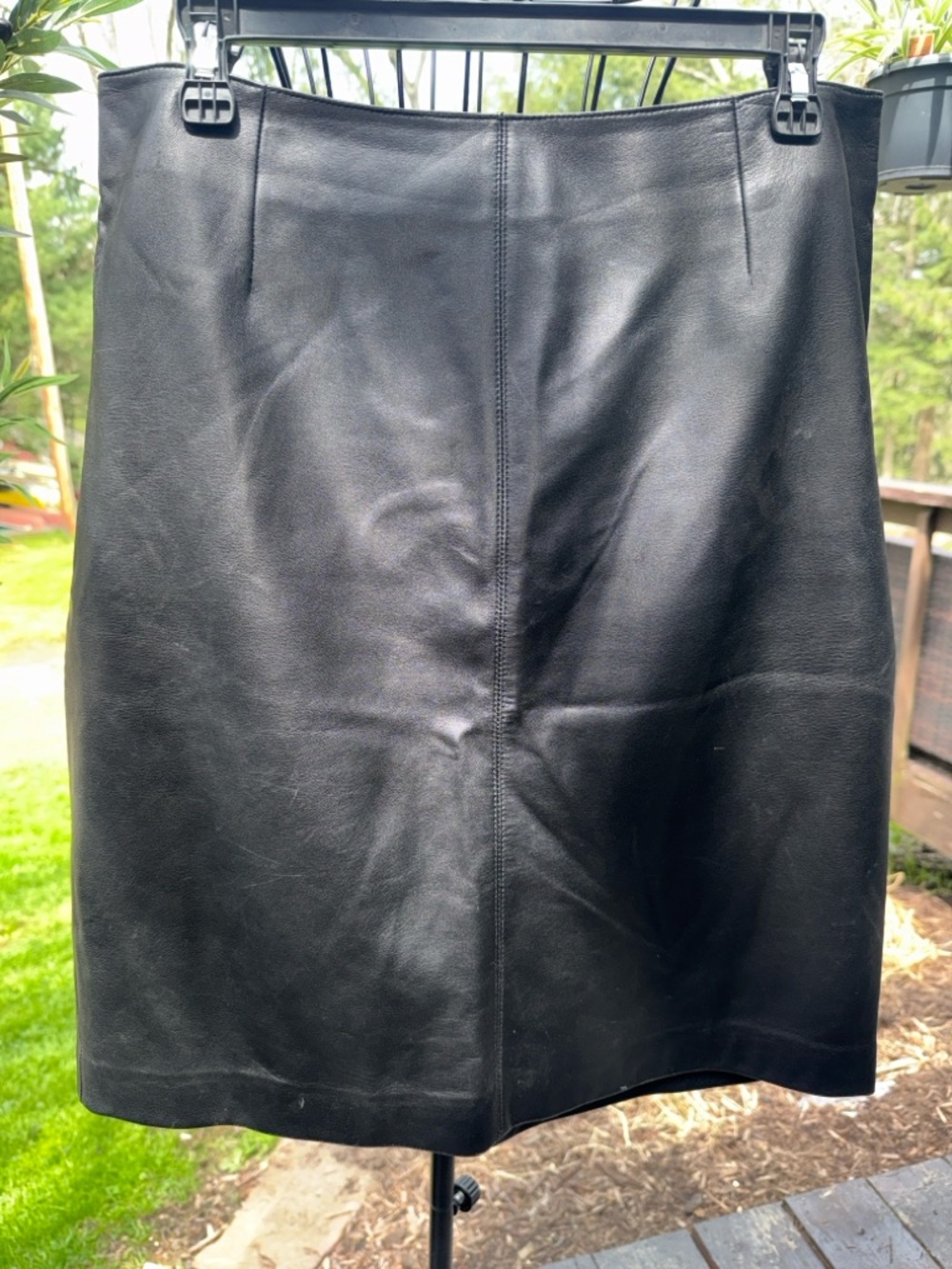 Lord & Taylor Black Leather Pencil Skirt - Classic Center Seam